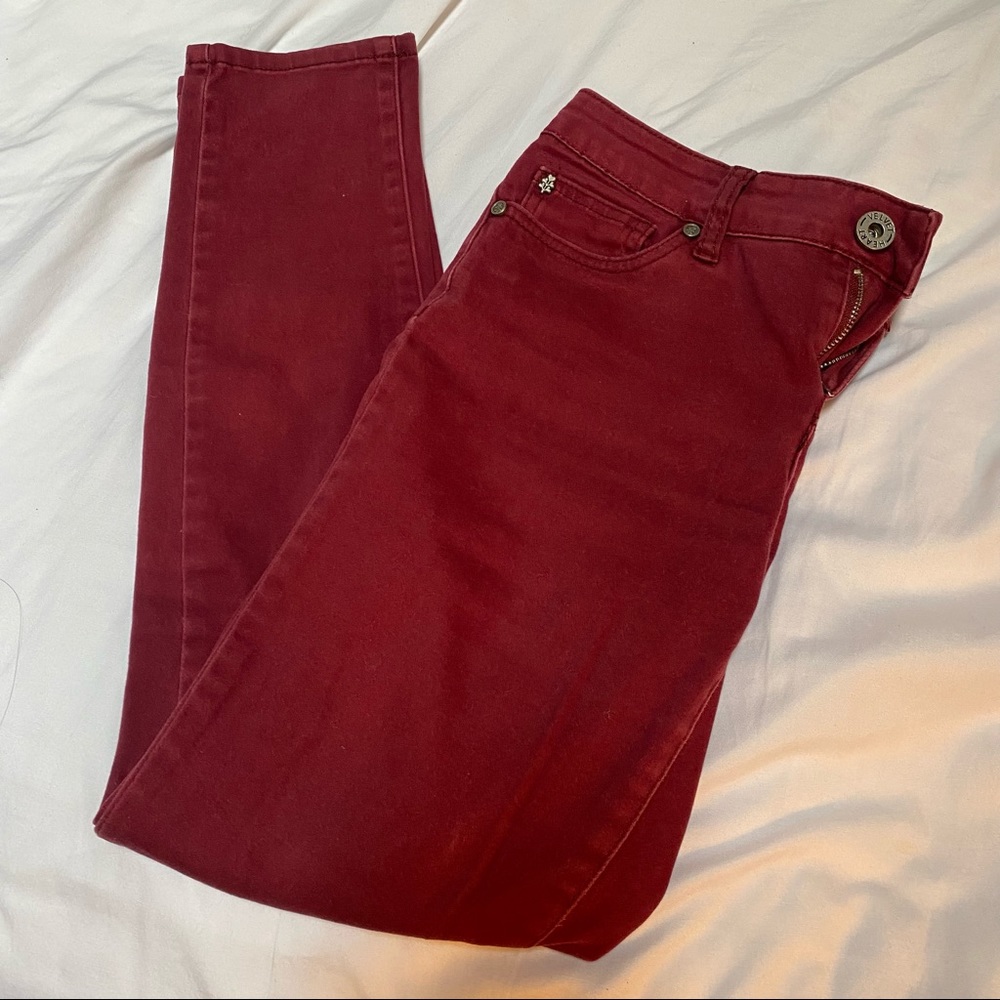 Maroon Velvet Heart Pants | Size 27